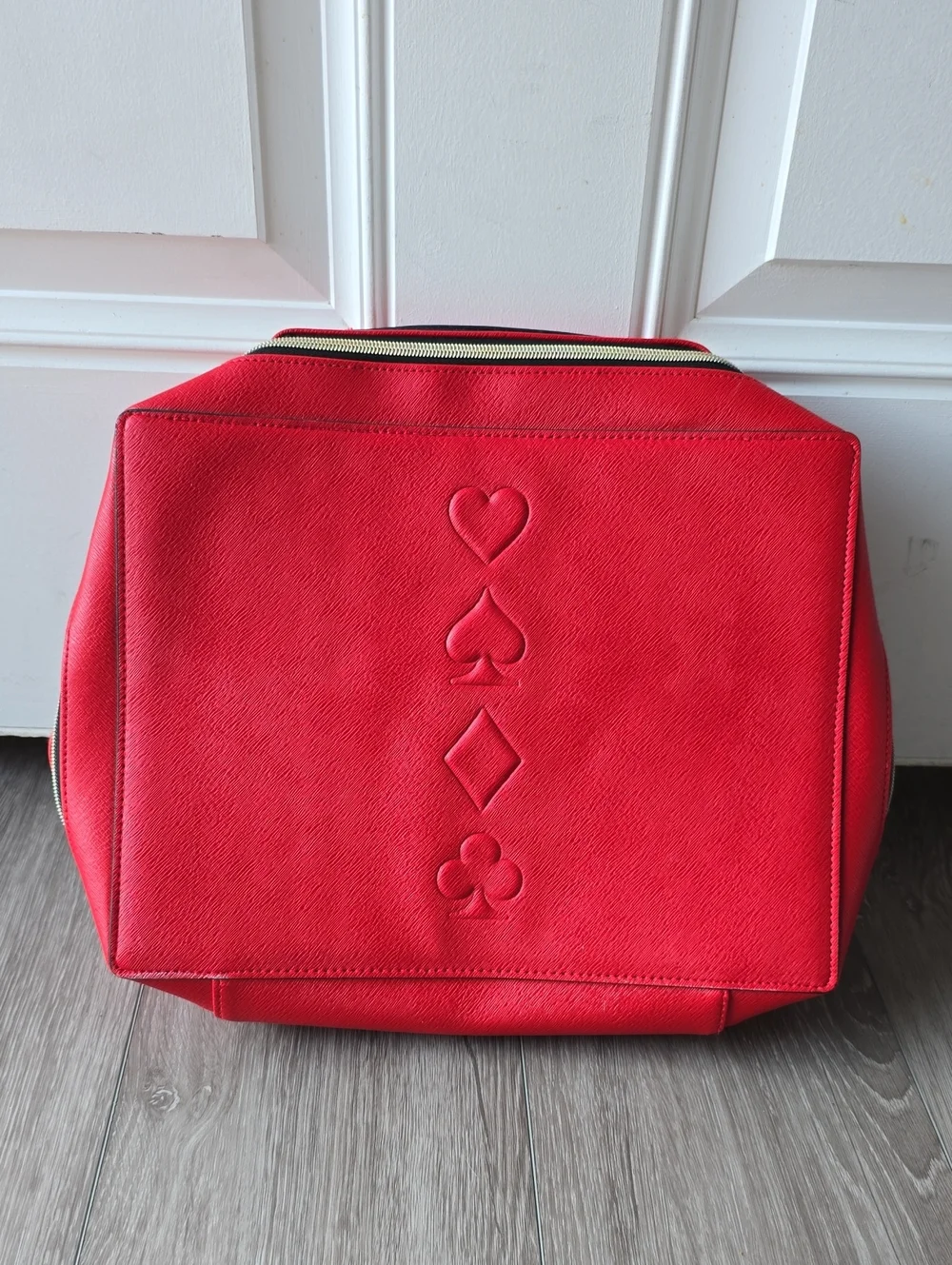 Estée Lauder Red Cosmetic Case Playing Card Red Embossed Card Suit Tote Bag